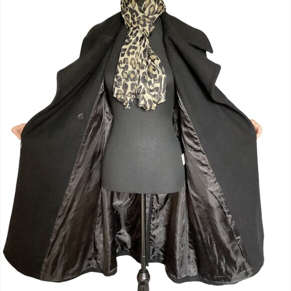 LONDON FOG Women's Wool Blend Midi Coat Sz M, Black, Tie Belt, Fall/Winter - Picture 6 of 9